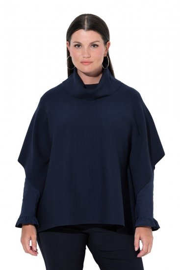 Ulla Popken 820620 Pulover poncho cu guler pe gât Bleumarin - Ponchouri și pelerine - 
