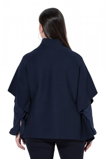 Ulla Popken 820620 Pulover poncho cu guler pe gât Bleumarin - Ponchouri și pelerine - 