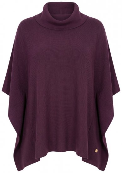 Ulla Popken 820620 Pulover poncho cu guler pe gât Prună - Ponchouri și pelerine - 