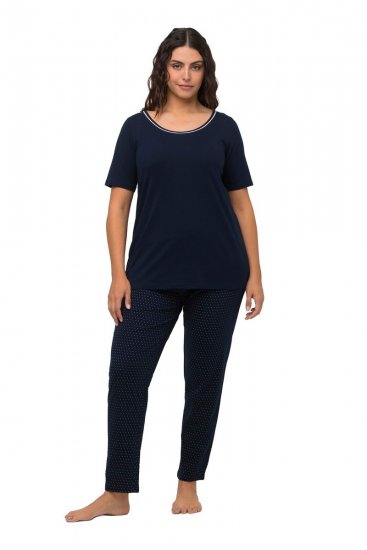 Ulla Popken 821244 Pijama cu buline Bleumarin - Pijamale/Haine de casă - 