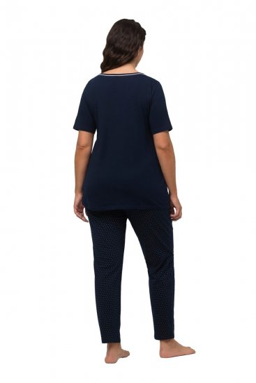 Ulla Popken 821244 Pijama cu buline Bleumarin - Pijamale/Haine de casă - 