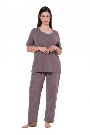 Ulla Popken 821244 Pijama cu buline Maro - Pijamale/Haine de casă - 