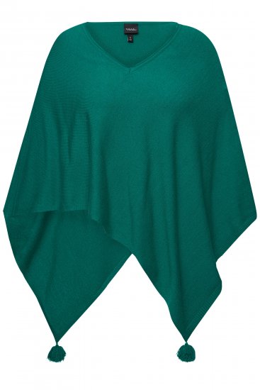 Ulla Popken Knit Pointed Hem Poncho Emerald Green - Pulovere & hanorace - 