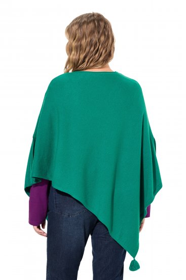 Ulla Popken Knit Pointed Hem Poncho Emerald Green - Pulovere & hanorace - 