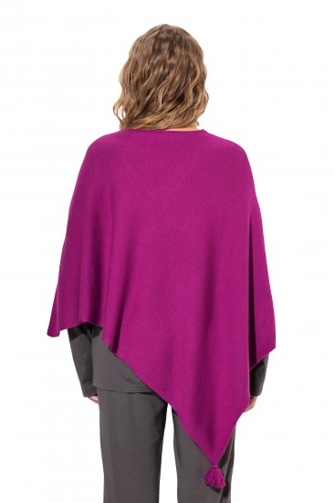 Ulla Popken Knit Pointed Hem Poncho Berry - Pulovere & hanorace - 