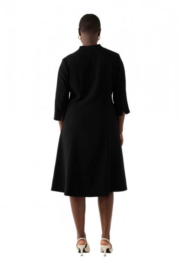 Ulla Popken 823290 Rochie midi cu decolteu în V Neagră - Rochii midi - Rochii midi la marimi mari
