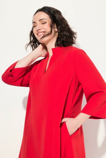 Ulla Popken 823290 Rochie în formă de A cu buzunare Roșu - Rochii midi - Rochii midi la marimi mari