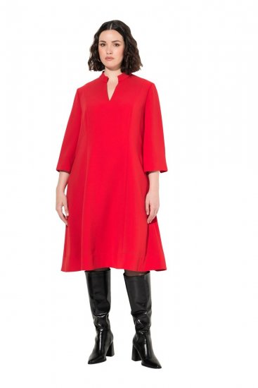 Ulla Popken 823290 Rochie în formă de A cu buzunare Roșu - Rochii midi - Rochii midi la marimi mari