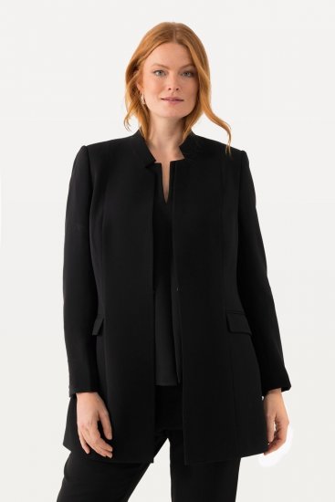 Ulla Popken 823318 Sacou cu guler înalt Neagră - Sacouri - Sacouri în Mărimi Mari pentru Femei