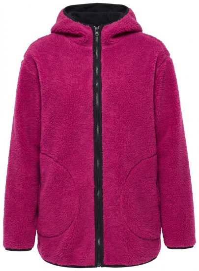 Ulla Popken 823371 Jachetă teddy cu glugă și buzunare matlasate Fucsia - Haine fleece - 