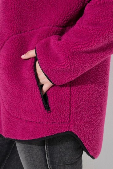 Ulla Popken 823371 Jachetă teddy cu glugă și buzunare matlasate Fucsia - Haine fleece - 