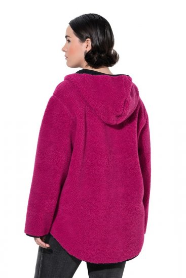 Ulla Popken 823371 Jachetă teddy cu glugă și buzunare matlasate Fucsia - Haine fleece - 