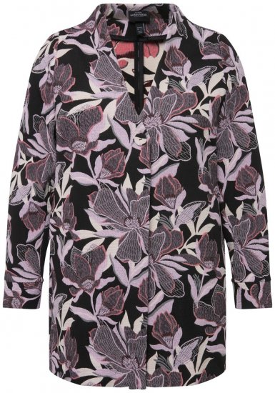 Ulla Popken 823967 Sacou din jacquard cu flori și mânecă 3/4 Neagră - Sacouri - Sacouri în Mărimi Mari pentru Femei