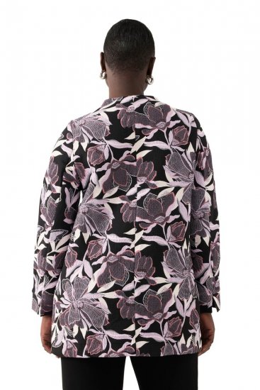 Ulla Popken 823967 Sacou din jacquard cu flori și mânecă 3/4 Neagră - Sacouri - Sacouri în Mărimi Mari pentru Femei