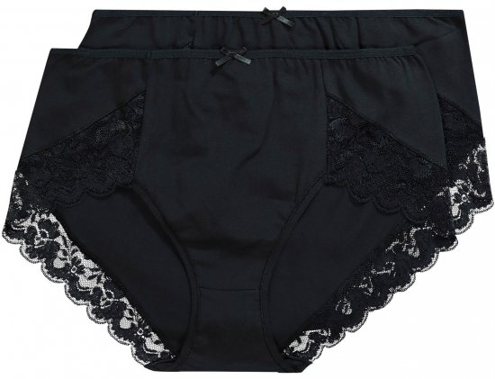 Ulla Popken 824106 Chiloți cu dantelă set de 2 Neagră - Chiloți - 