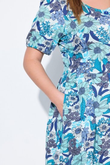 Ulla Popken 824966 Rochie tip cămașă cu flori Bleumarin - Rochii tip cămașă - 