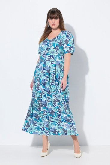 Ulla Popken 824966 Rochie tip cămașă cu flori Bleumarin - Rochii tip cămașă - 