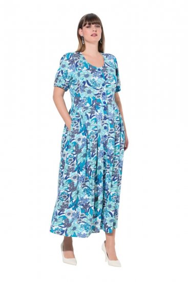 Ulla Popken 824966 Rochie tip cămașă cu flori Bleumarin - Rochii tip cămașă - 