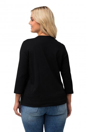 Ulla Popken Horticultural Graphic Floral Tee Black - Tricouri imprimate pentru femei - 