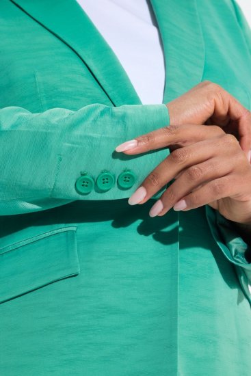Ulla Popken 826161 Sacou texturat Verde - Sacouri - Sacouri în Mărimi Mari pentru Femei