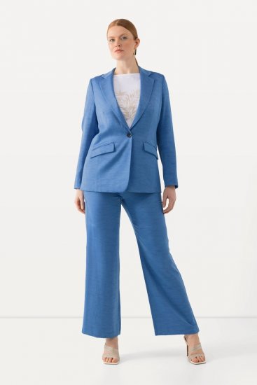 Ulla Popken 826163 Pantaloni de costum largi Albastru denim - Pantaloni din material textil - Pantaloni evazați marimi mari