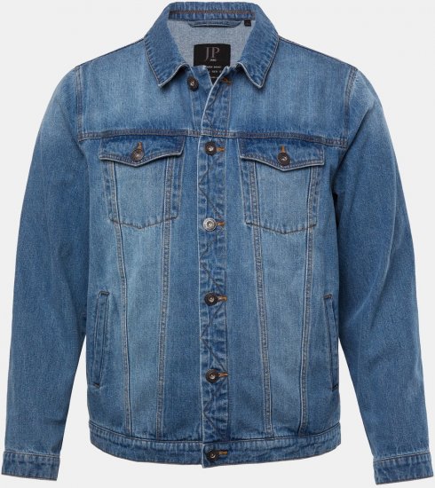 JP1880 826234 Geacă de blugi cu buzunare la piept Albastru denim - Geci - Geci Bărbați Mărimi Mari