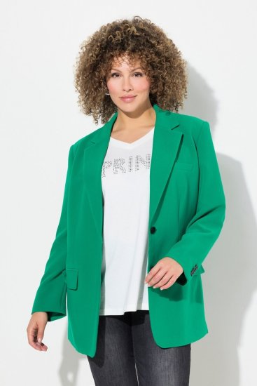 Ulla Popken 826487 Sacou oversize cu buzunare cu clapă Verde smarald - Sacouri - Sacouri în Mărimi Mari pentru Femei