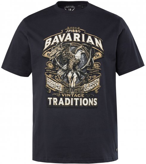 JP1880 Bavarian Design Vintage Looking T-Shirt Navy Blue - Tricouri - Tricouri Bărbați Mărimi Mari