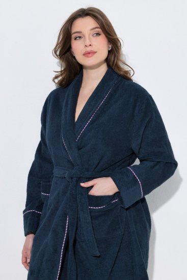 Ulla Popken 826794 Halat din prosop Bleumarin - Halate - 