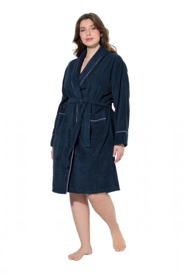 Ulla Popken 826794 Halat din prosop Bleumarin - Halate - 
