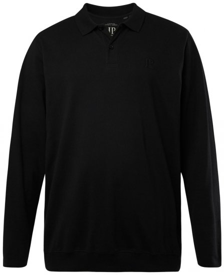 JP1880 827115 Tricou polo cu mânecă lungă și croi pentru burtă Neagră - Tricouri polo - Tricouri Polo Bărbați Mărimi Mari