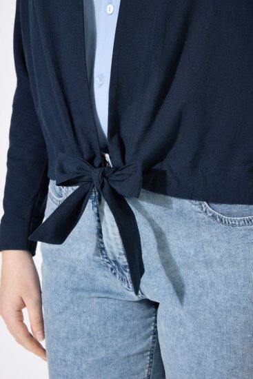 Ulla Popken 827116 Bolero cu guler înalt din amestec de in Bleumarin - Bolerouri - 