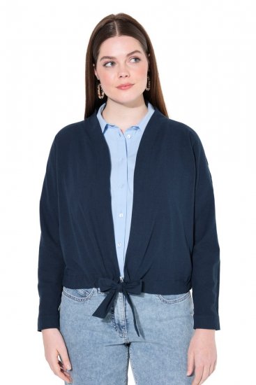 Ulla Popken 827116 Bolero cu guler înalt din amestec de in Bleumarin - Bolerouri - 