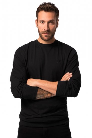 JP1880 827128 Tricou cu mânecă lungă cu croi pentru burtă Neagră - Tricouri - Tricouri Bărbați Mărimi Mari