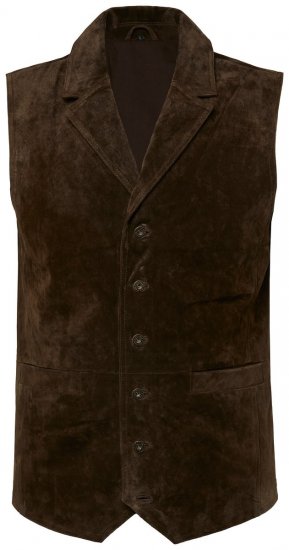 JP1880 827437 Vestă din piele întoarsă cu revere Maro închis - Costume - Costume Bărbați mărimi mari