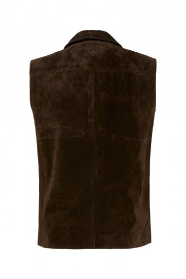 JP1880 827437 Vestă din piele întoarsă cu revere Maro închis - Costume - Costume Bărbați mărimi mari