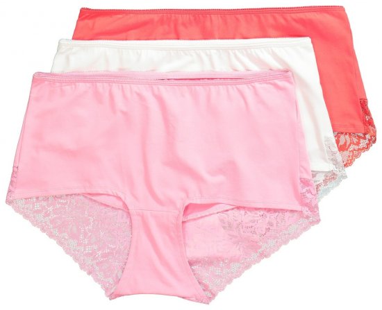Ulla Popken 827465 Chiloți hipster cu dantelă set de 3 Roz - Chiloți - 