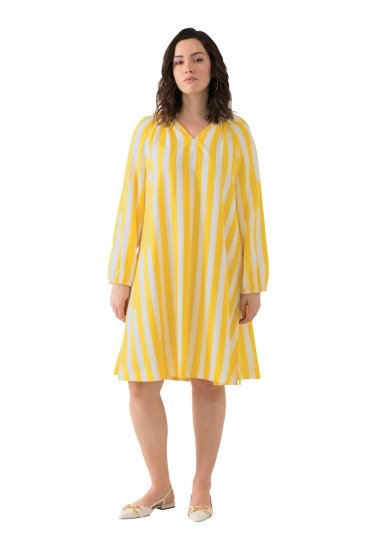 Ulla Popken 827653 Rochie în dungi Galben - Rochii midi - Rochii midi la marimi mari