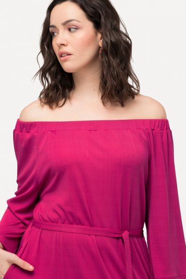 Ulla Popken 827740 Rochie din jerseu cu mânecă 3/4 Roz - Rochii midi - Rochii midi la marimi mari