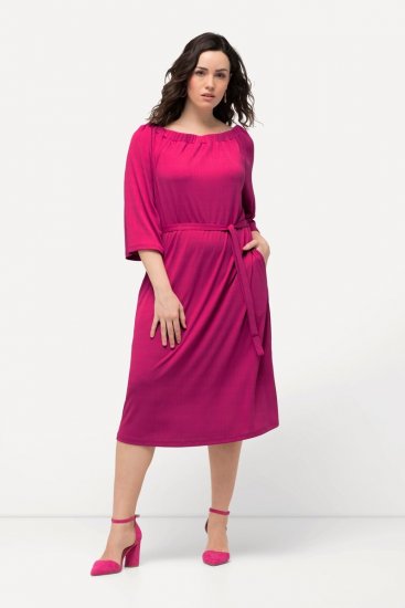 Ulla Popken 827740 Rochie din jerseu cu mânecă 3/4 Roz - Rochii midi - Rochii midi la marimi mari