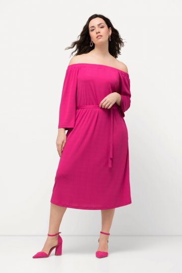 Ulla Popken 827740 Rochie din jerseu cu mânecă 3/4 Roz - Rochii midi - Rochii midi la marimi mari