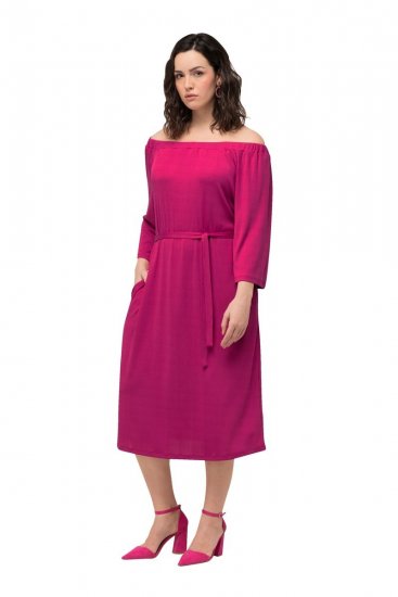 Ulla Popken 827740 Rochie din jerseu cu mânecă 3/4 Roz - Rochii midi - Rochii midi la marimi mari