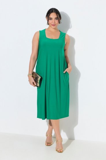 Ulla Popken 827908 Rochie din jerseu fără mâneci Verde - Rochii din jerseu - 