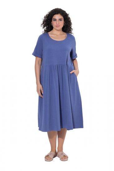 Ulla Popken 827920 Rochie din jerseu cu mânecă scurtă Albastru - Rochii din jerseu - 