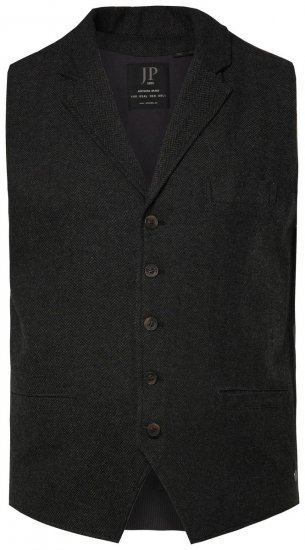 JP1880 828736 Vestă din tweed cu spate tricotat Neagră - Costume - Costume Bărbați mărimi mari