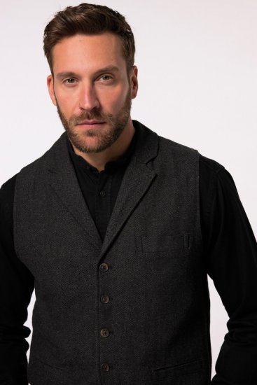 JP1880 828736 Vestă din tweed cu spate tricotat Neagră - Costume - Costume Bărbați mărimi mari