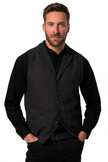 JP1880 828736 Vestă din tweed cu spate tricotat Neagră - Costume - Costume Bărbați mărimi mari