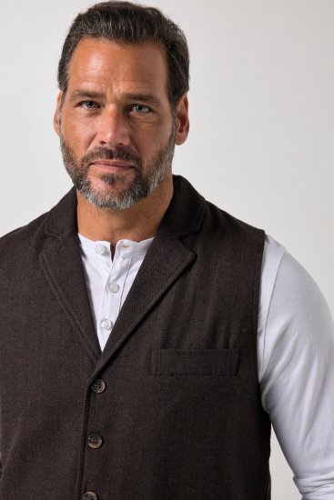 JP1880 828736 Vestă din tweed cu spate tricotat Maro închis - Costume - Costume Bărbați mărimi mari
