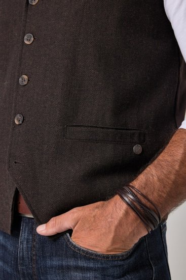 JP1880 828736 Vestă din tweed cu spate tricotat Maro închis - Costume - Costume Bărbați mărimi mari
