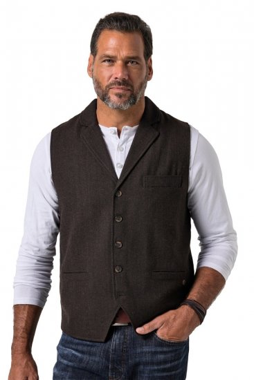 JP1880 828736 Vestă din tweed cu spate tricotat Maro închis - Costume - Costume Bărbați mărimi mari